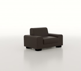 Armchair in full grain leather Boxcalf Chocolat.