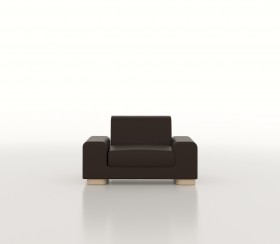 Armchair in full grain leather Boxcalf Chocolat.