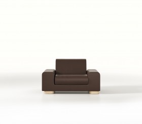 Armchair in full grain leather Boxcalf Chocolat.